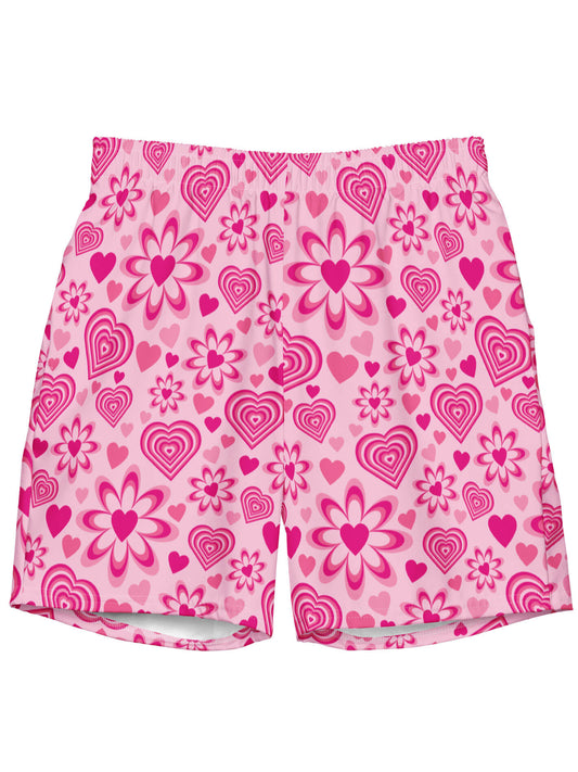 Y2K aesthetic swim trunks.