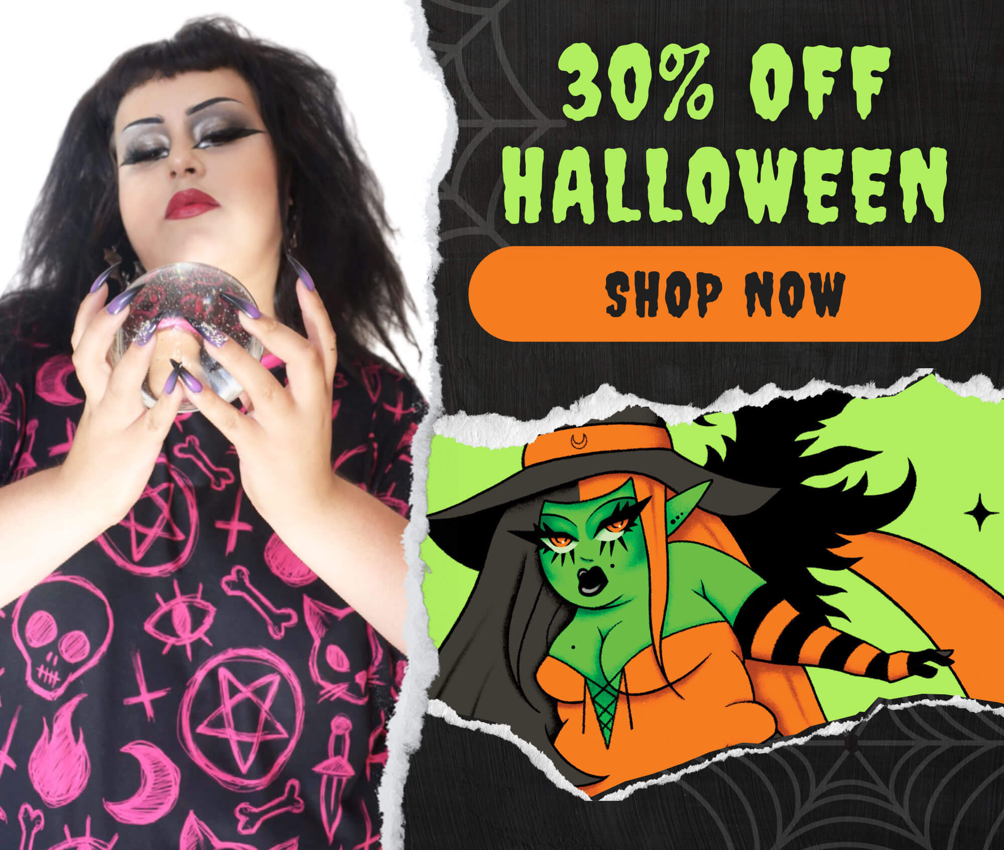 30 percent off Halloween collection. Shop now. Click through to shop the Halloween collection.