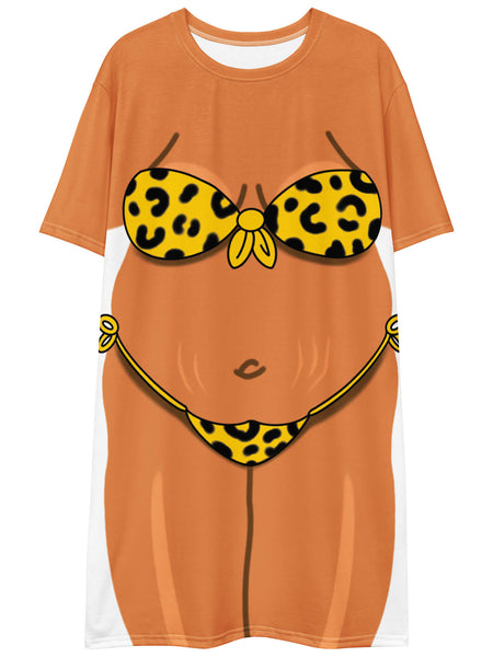 Airbrushed bikini body t-shirt dress plus size.