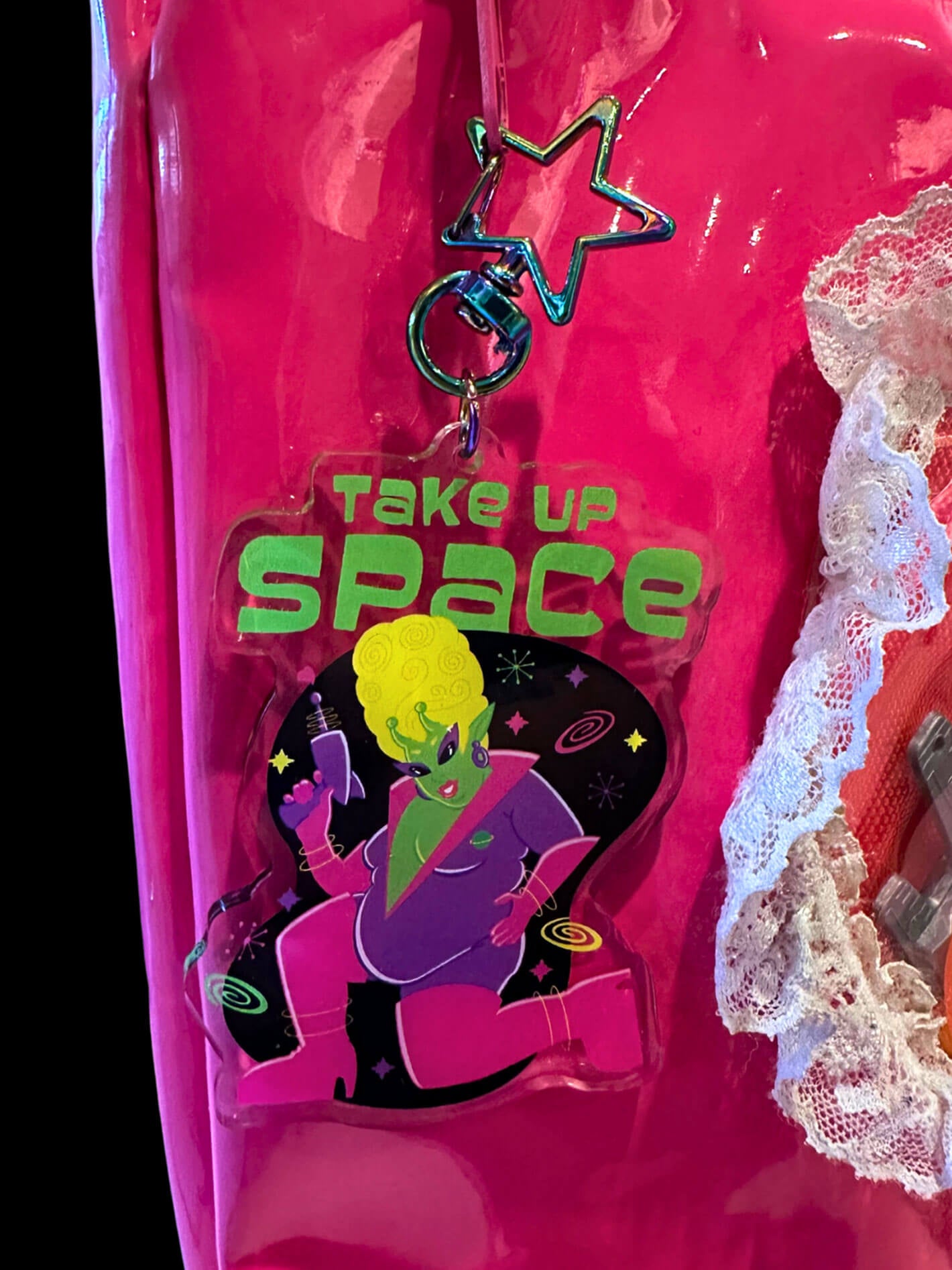 Alien babe plus size pinup retro keychain.