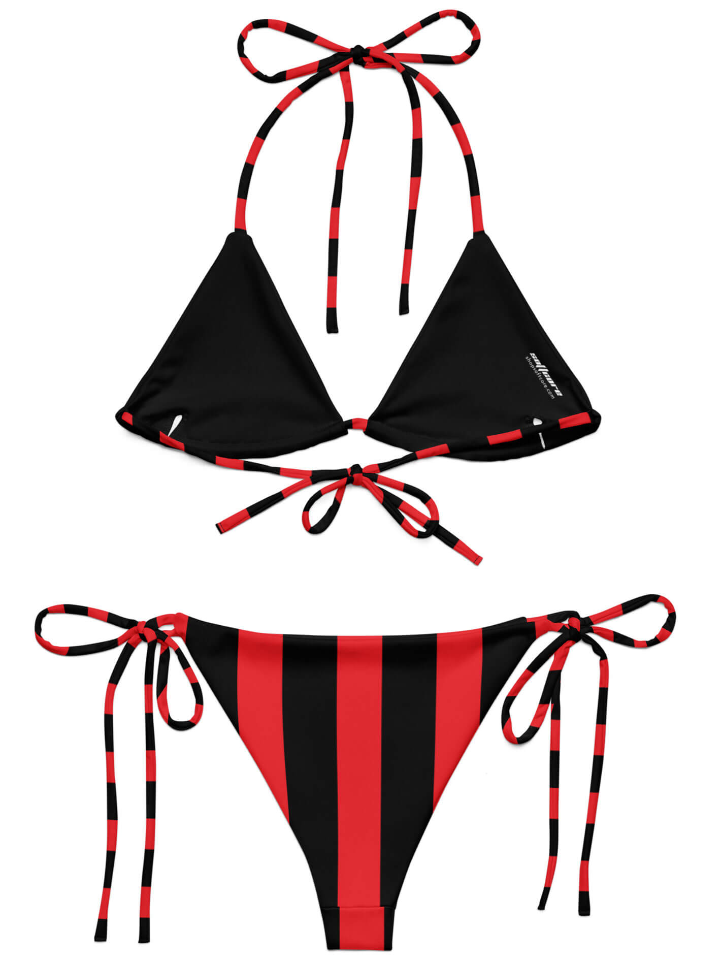 Black and red goth plus size bikini.