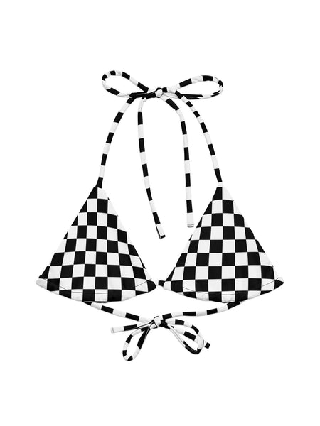 Black and white checker bikini top.