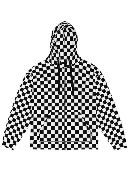 Black and white checker plus size hoodie.