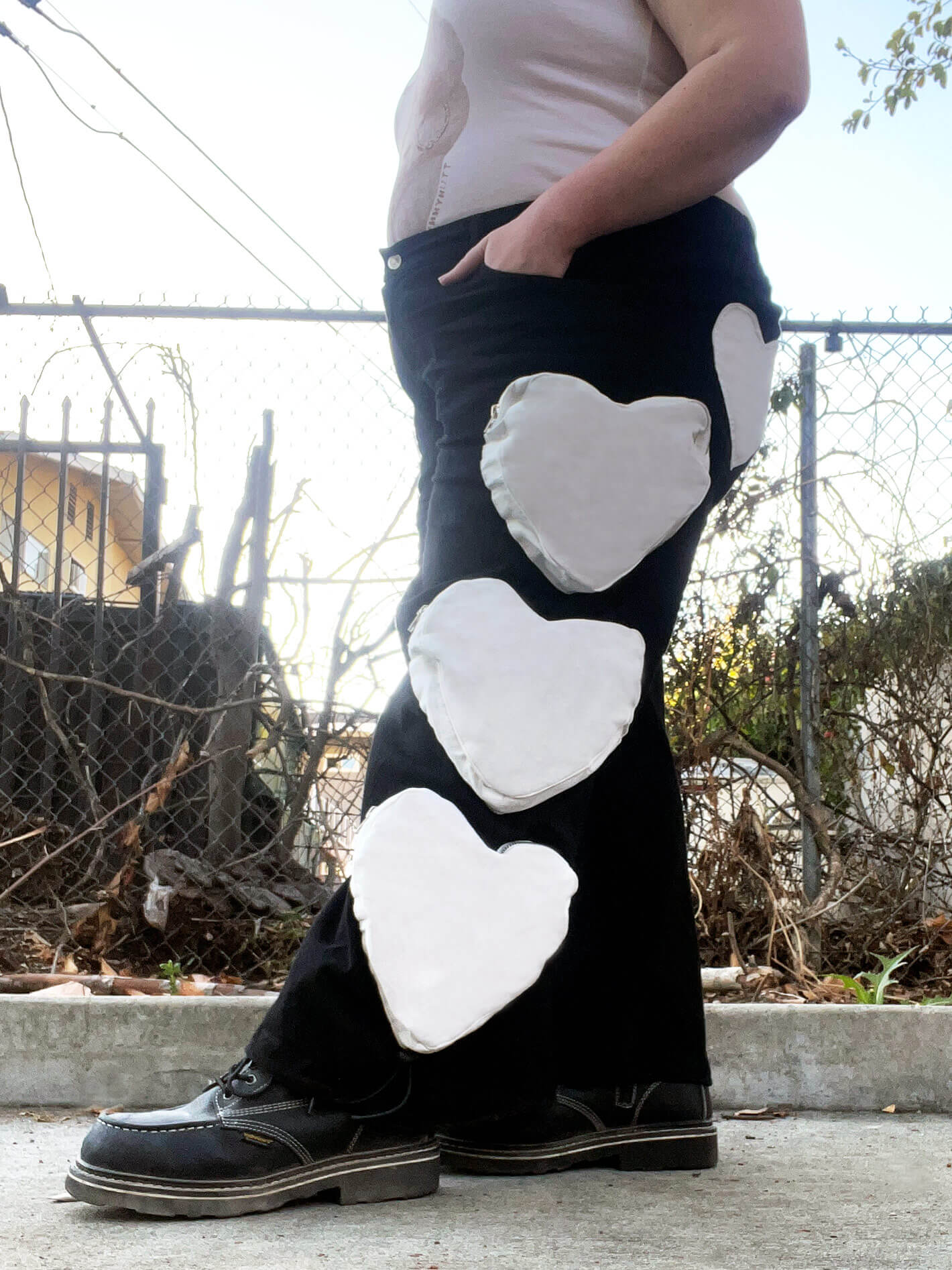 Black and white goth plus size cargo pants.