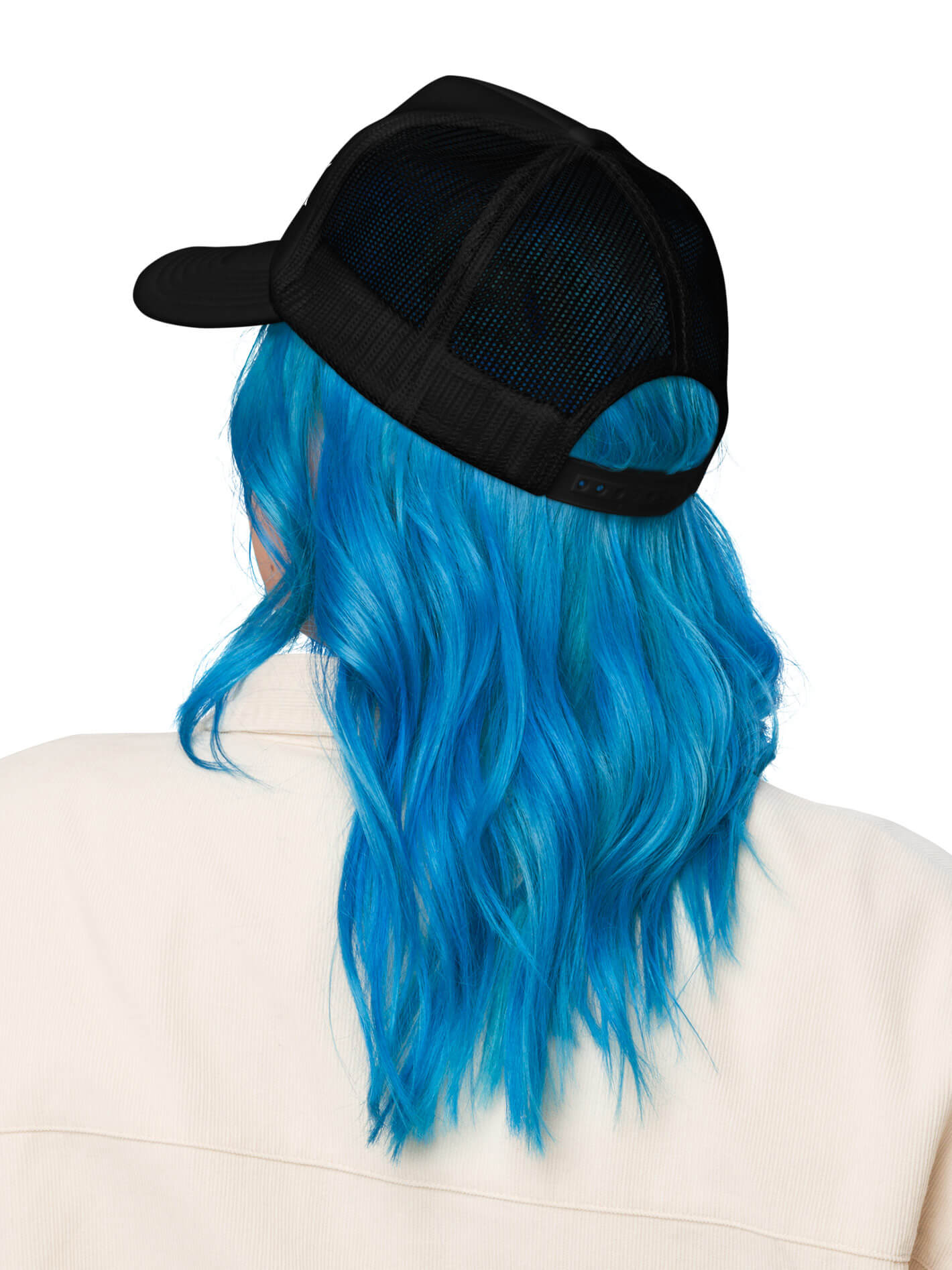 Black mesh plus size trucker hat.