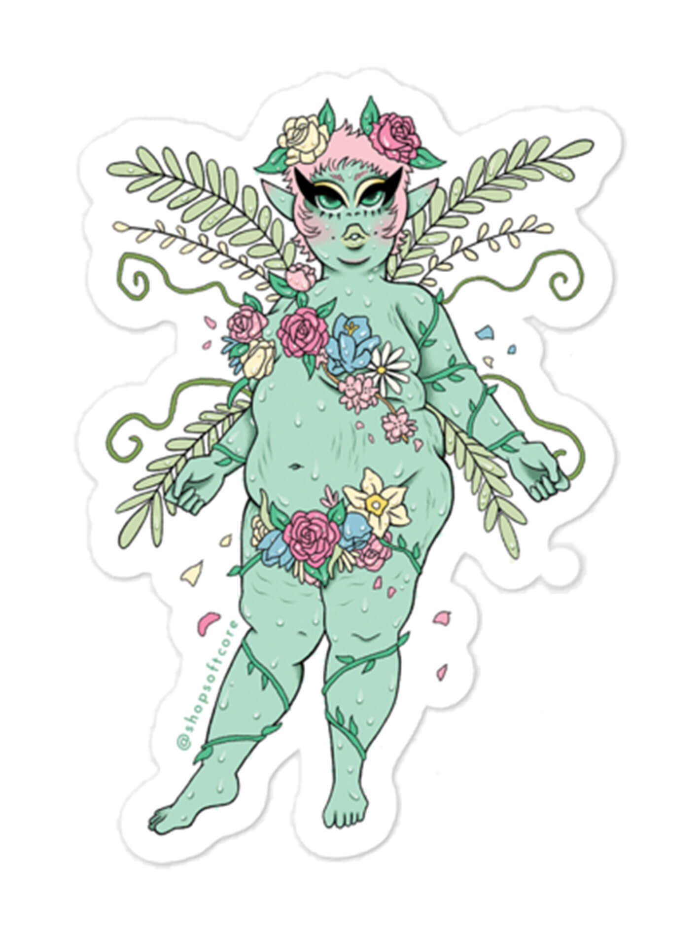 Body positive spring fairy sticker.