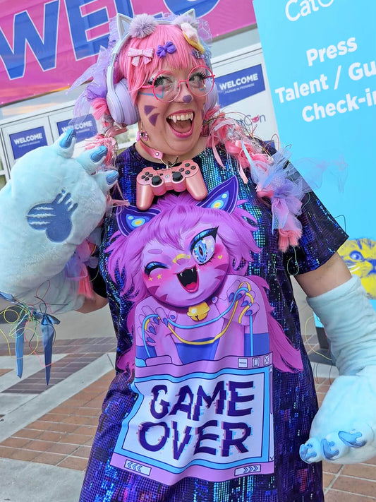 Cat Con gamer girl plus size t-shirt dress.