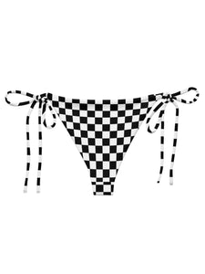 Checker black and white bikini bottoms.