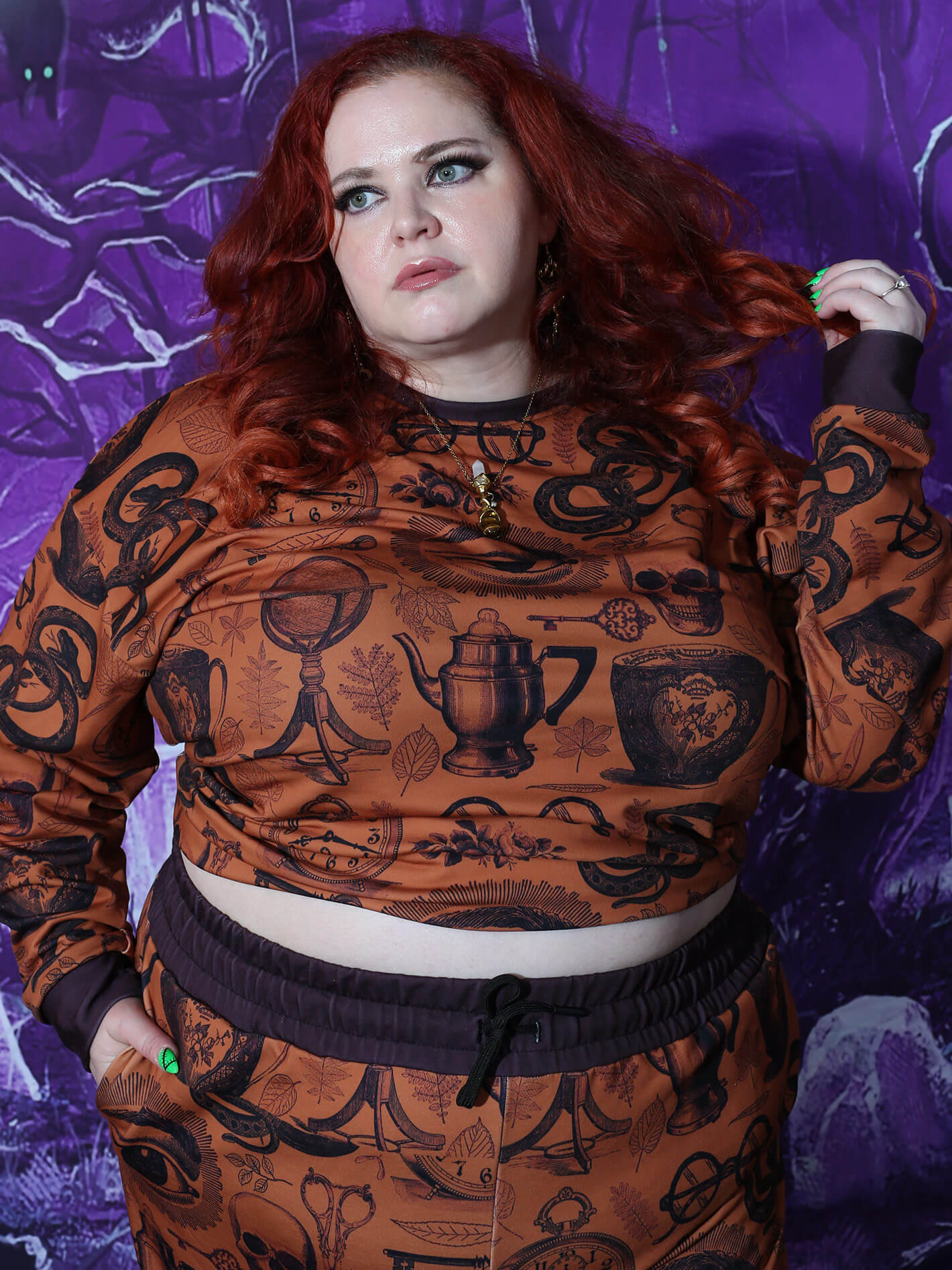Cropped plus size dark academia sweater.