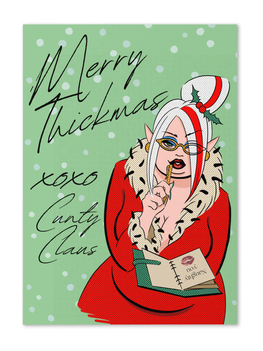 Cunty Mrs Claus holiday card.
