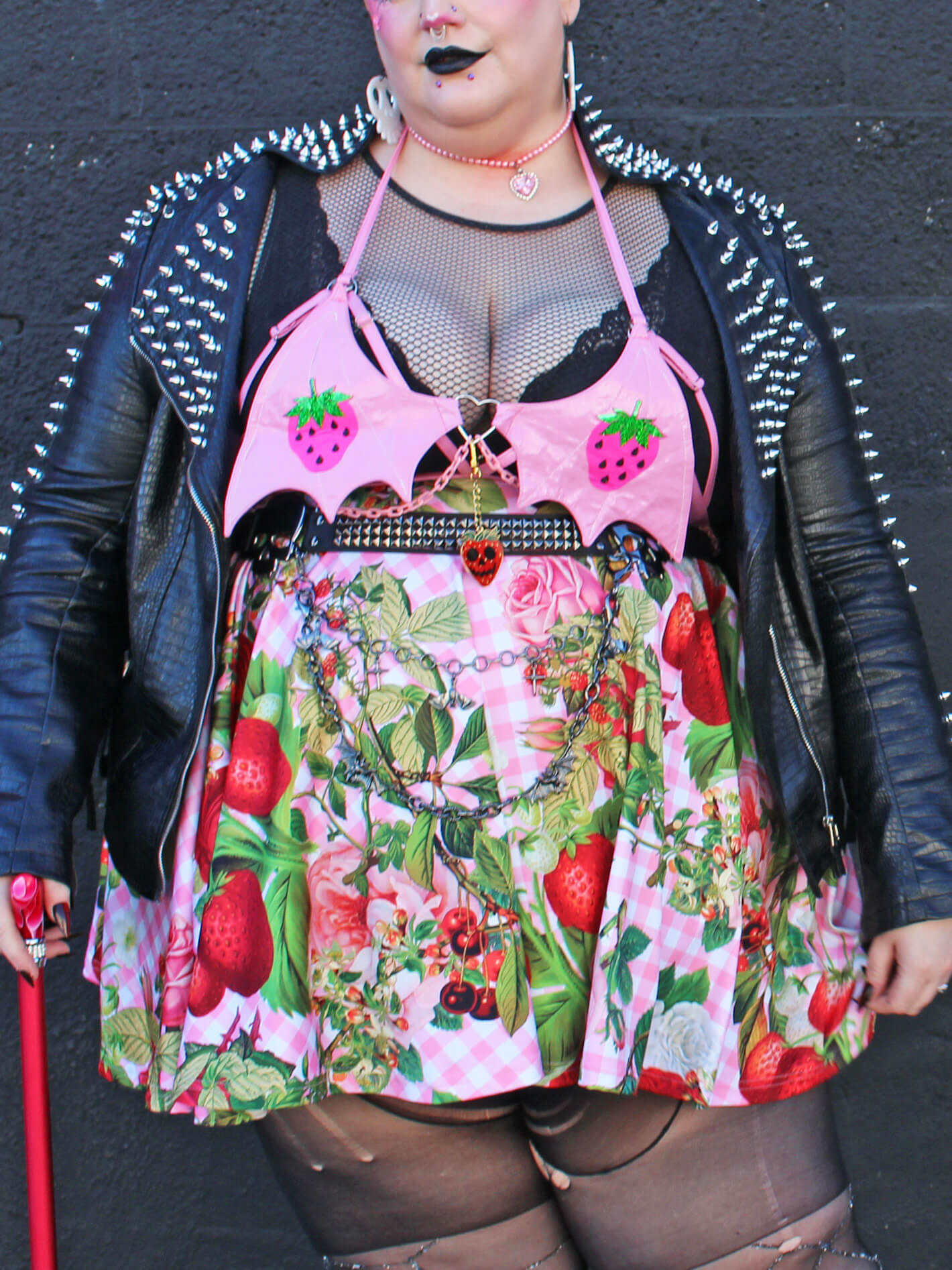 Cute pink strawberry plus size skirt.