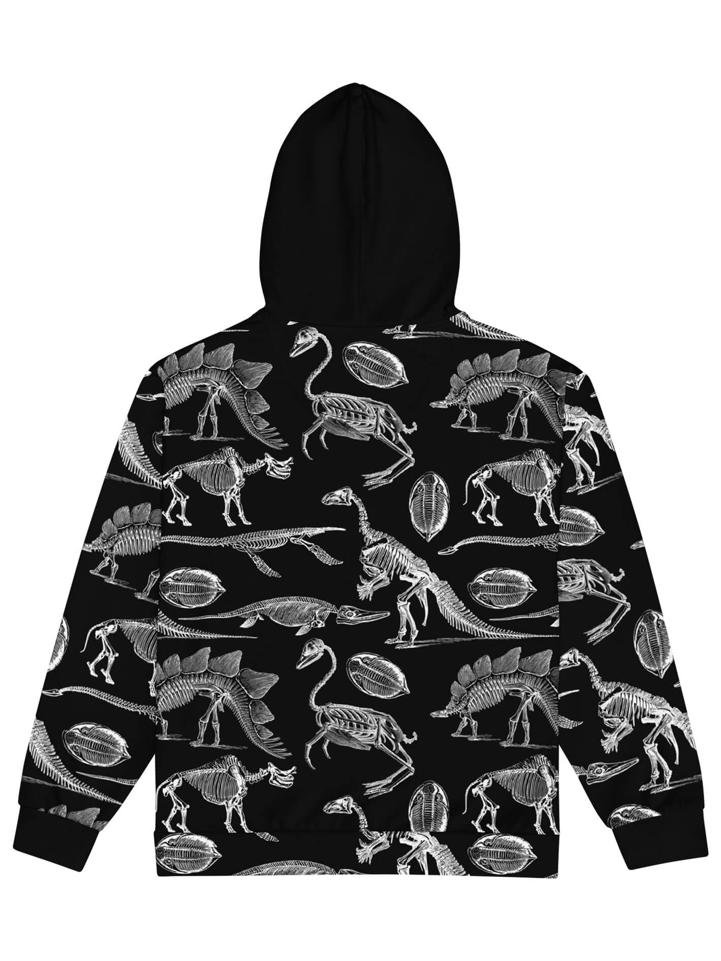 Dinosaur fossil plus size black hoodie.