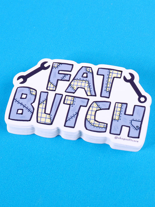 Fat butch masc lesbian sticker.