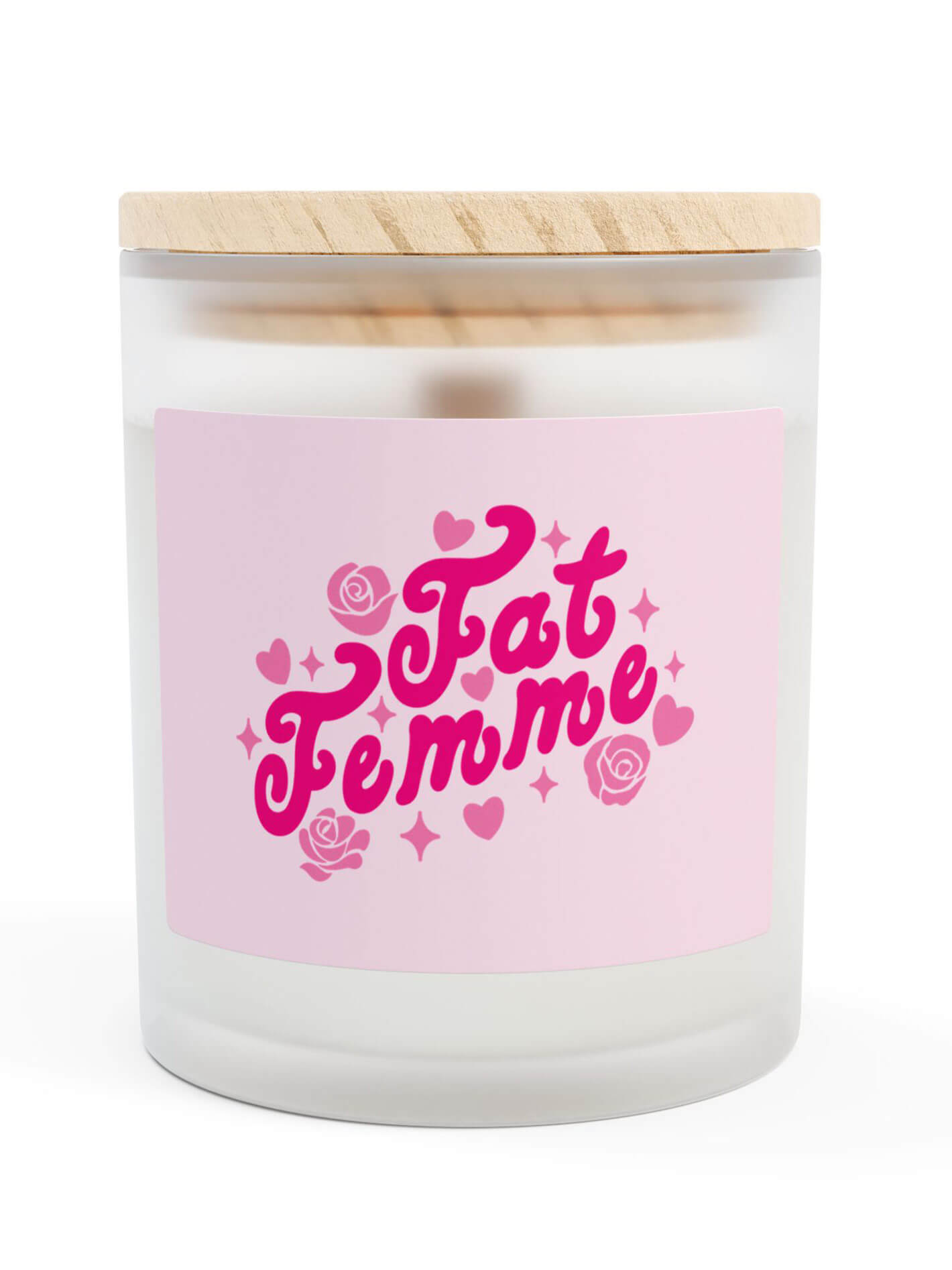 Fat femme lesbian lavender scented candle.