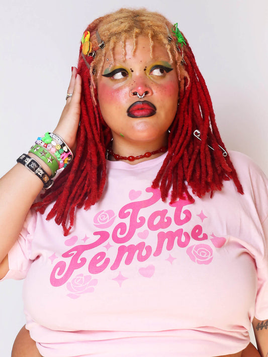 Fat femme pink plus size shirt.