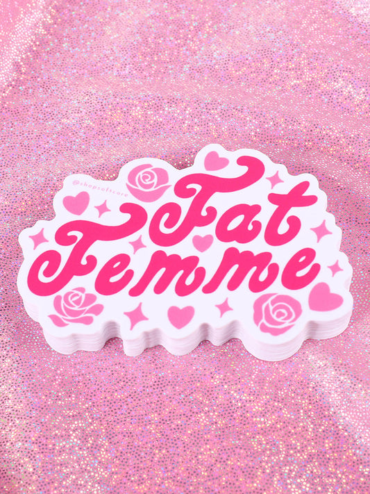 Fat femme wlw lesbian queer sticker.