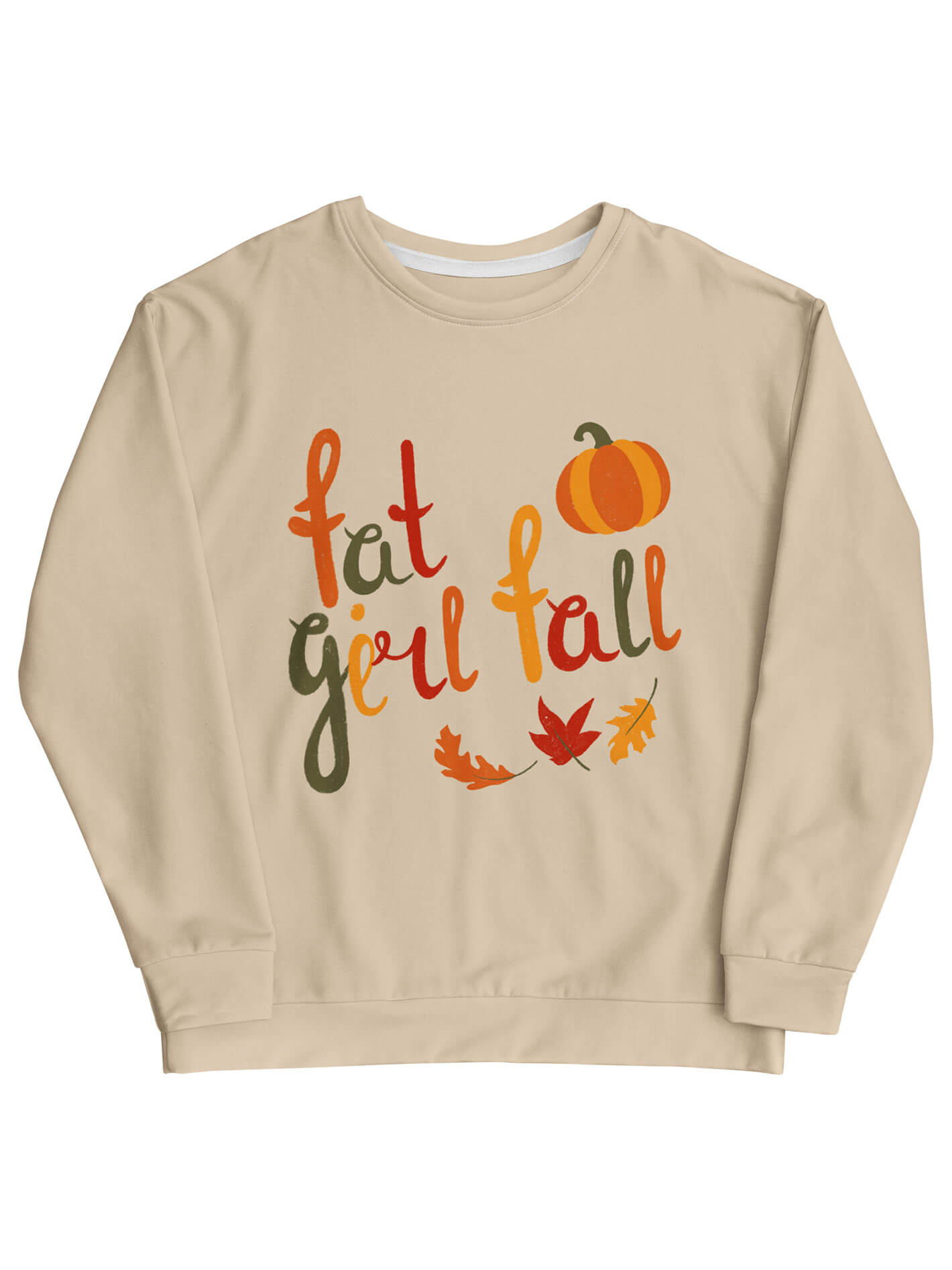 Fat girl fall autumn beige sweater.