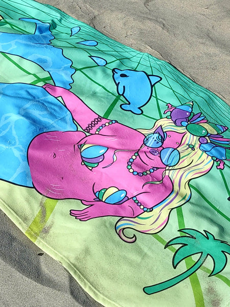 Fat mermaid beach towel.