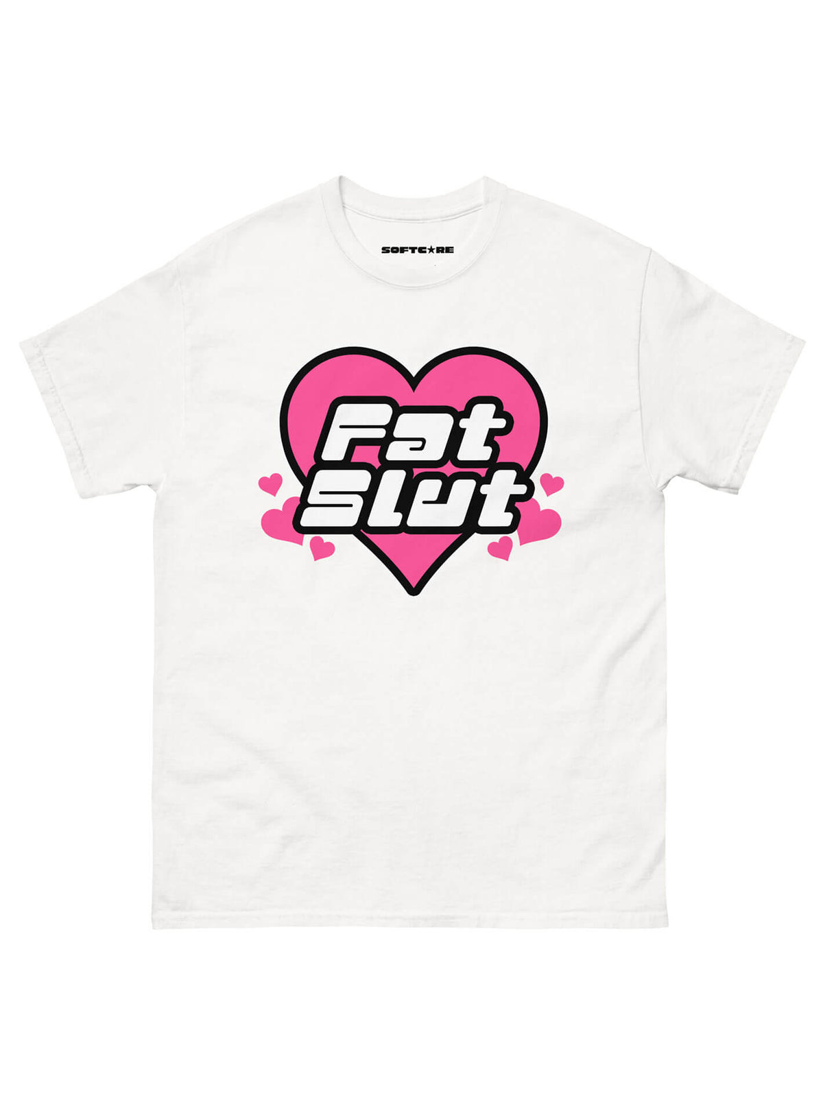 Fat slut plus size white unisex t-shirt.