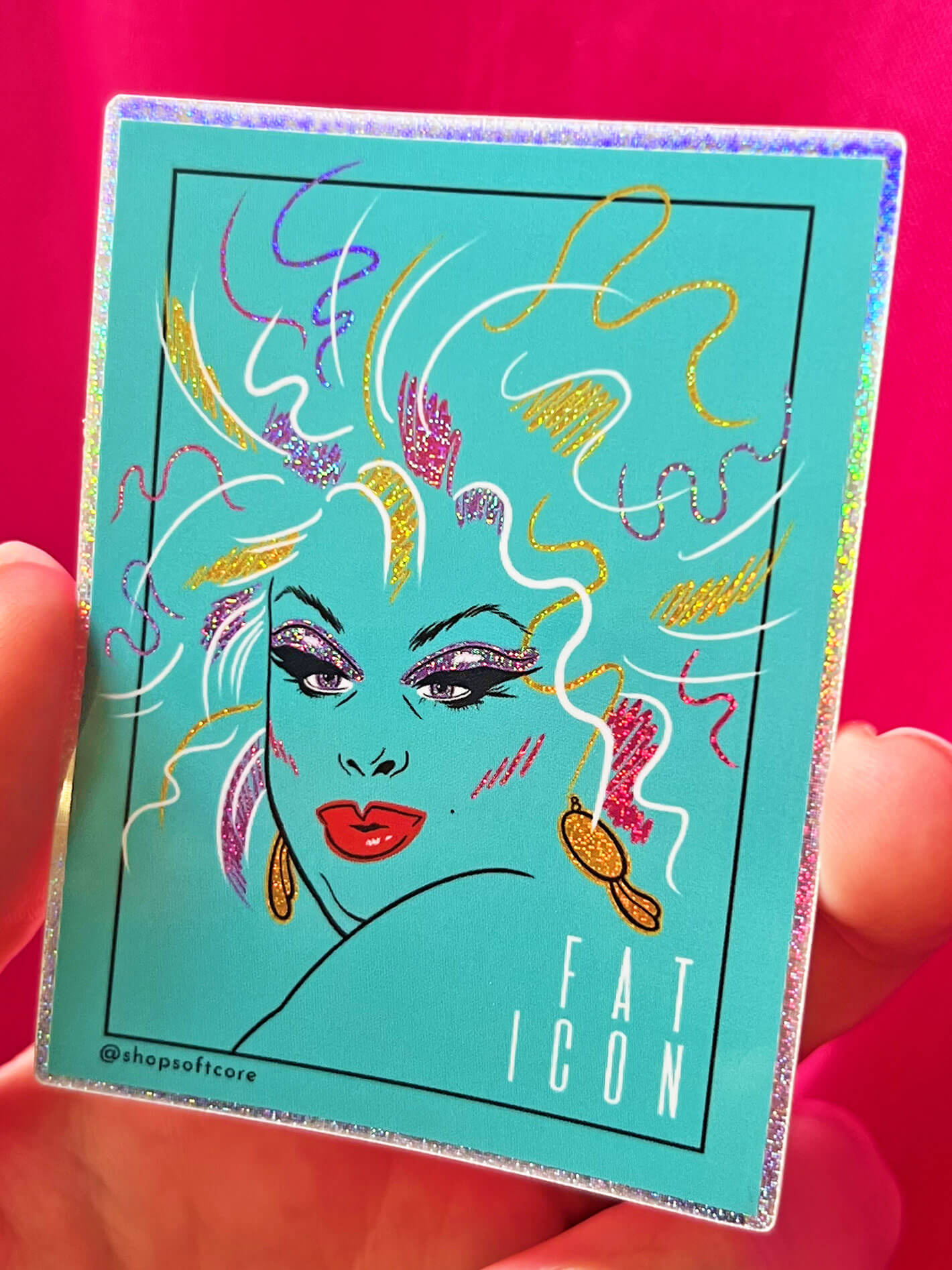 Gay Pride glitter drag queen sticker.