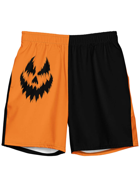 Goth pumpkin halloween swim trunks.