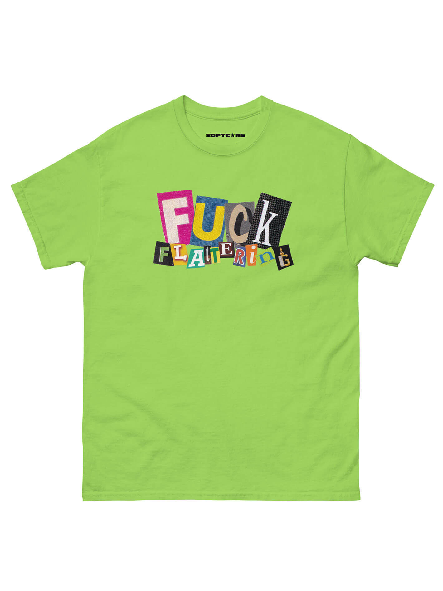 Green plus size punk fuck flattering tee.