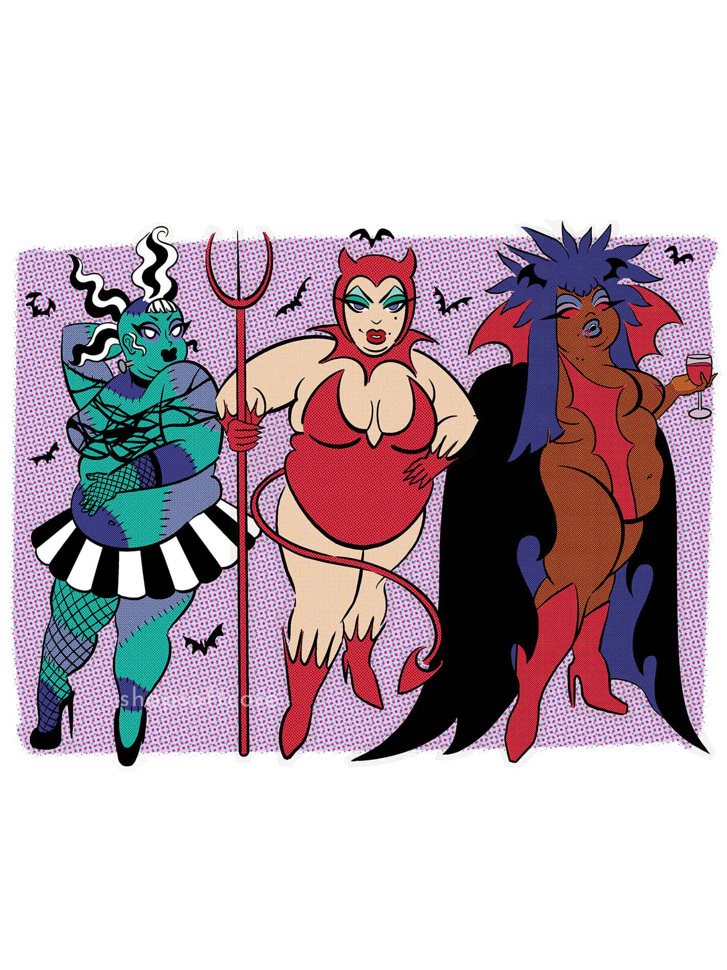 Halloween hottie fat positive art print.