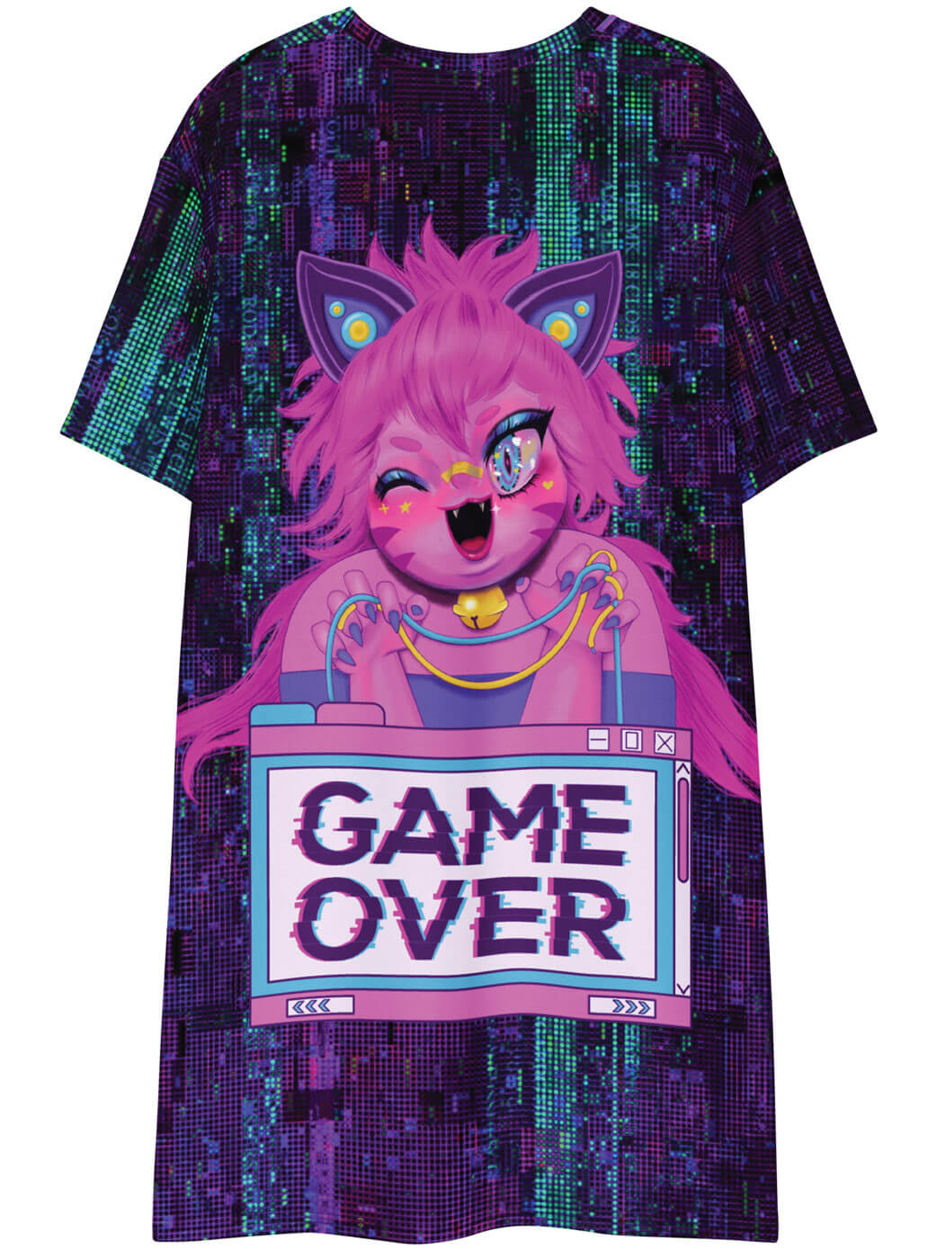 Kawaii chubby video game t-shirt dress.