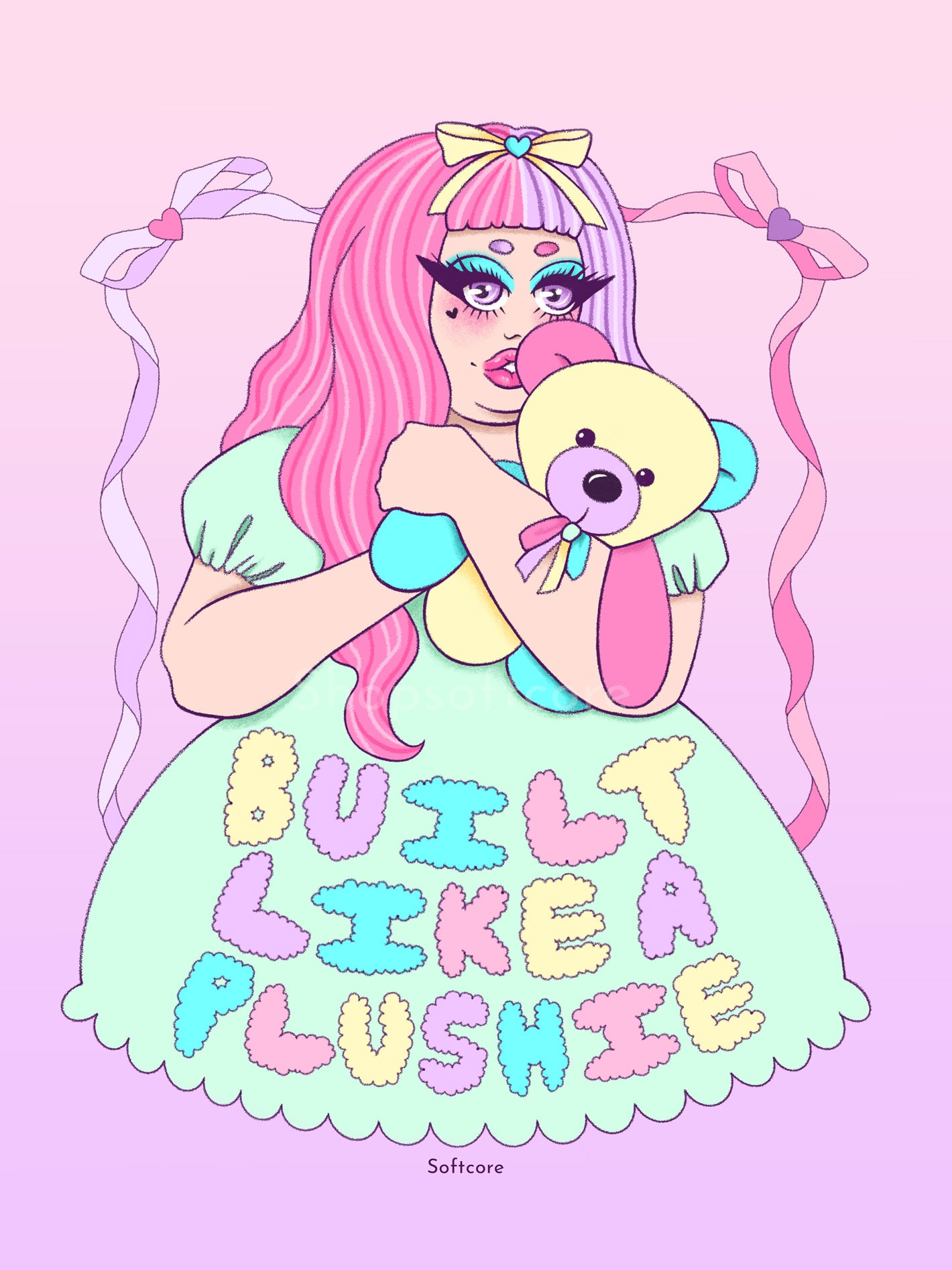 Kawaii pastel plus size illustration.