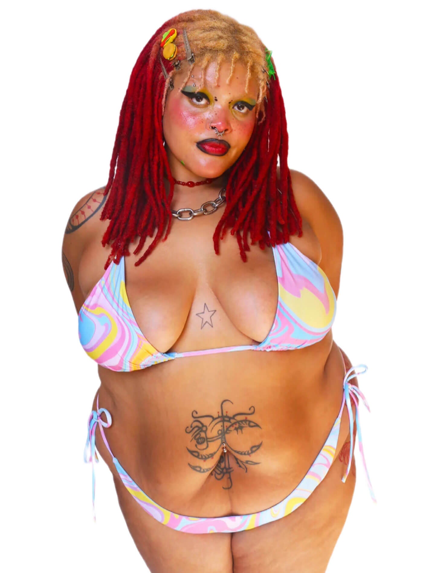 Kawaii rainbow plus size string bikini.