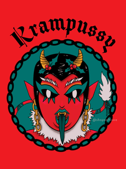 Krampussy holiday art print.
