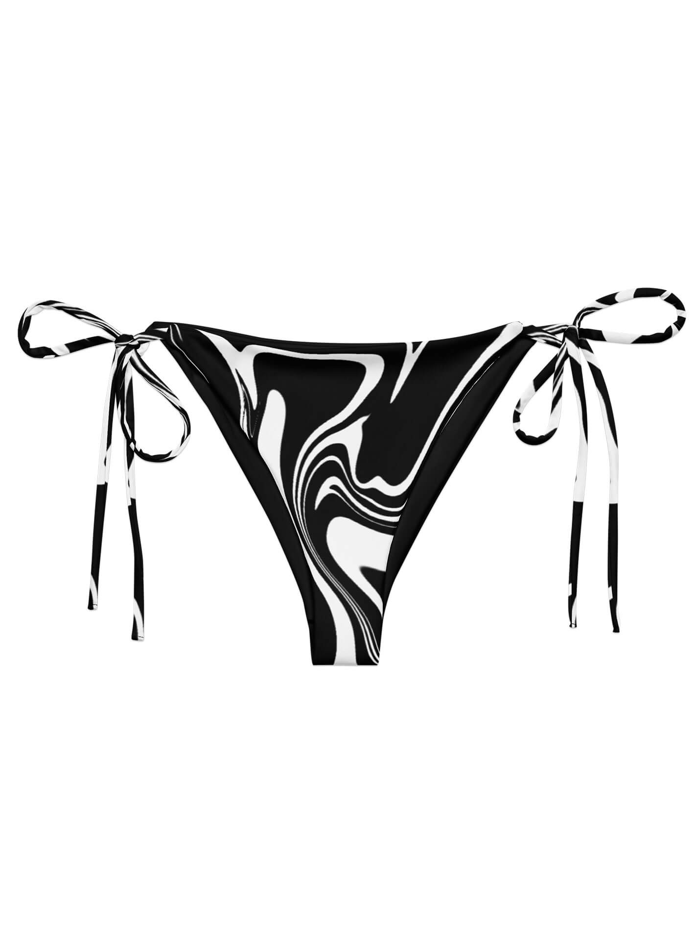 Marbled black and white bikini bottom.