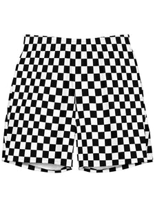 Men's plus size checker swim trunks.