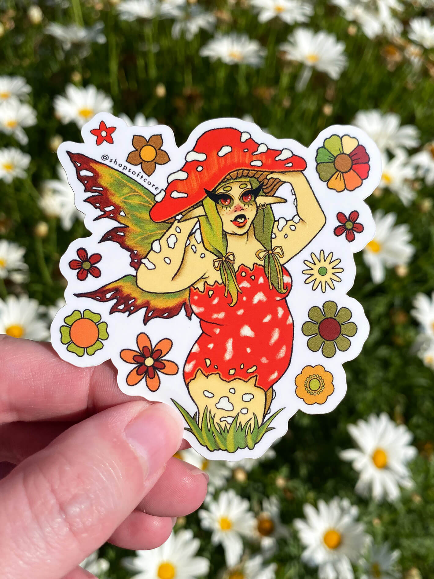 Mushroom fairy cottagecore sticker.