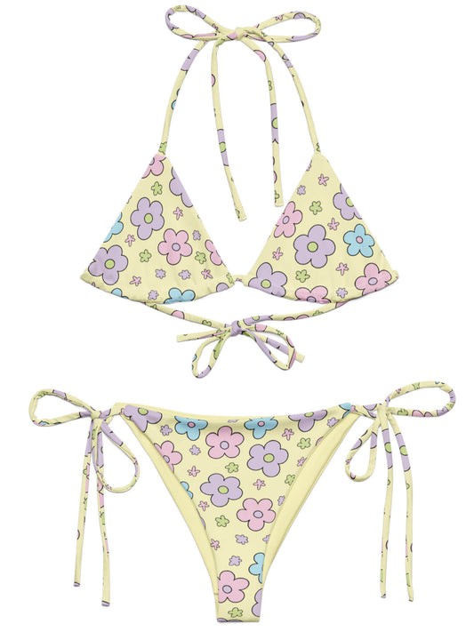 Pastel floral plus size string bikini.