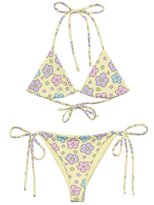 Pastel floral plus size string bikini.