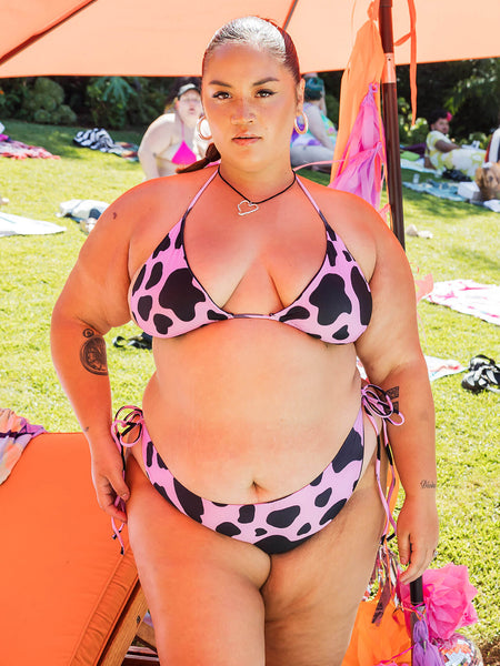 Pink cow plus size bikini.