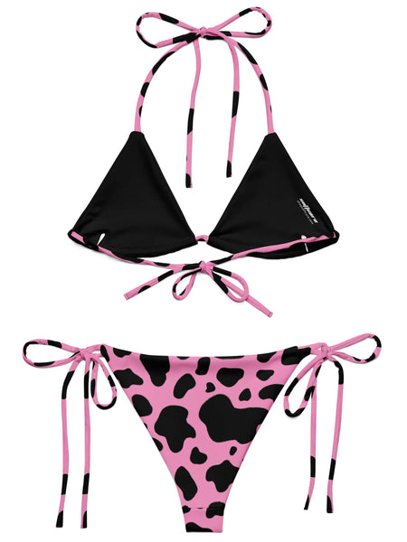 Pink cow print plus size swimwear.
