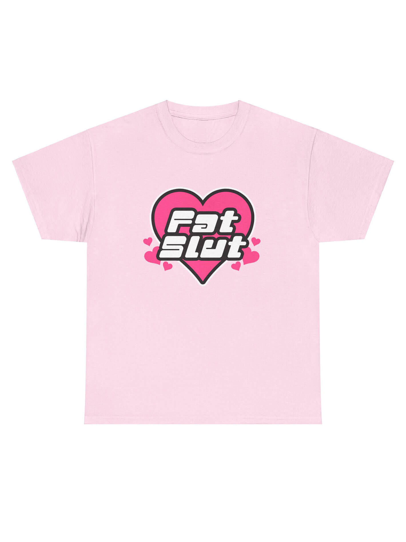 Pink kawaii body positive t-shirt.