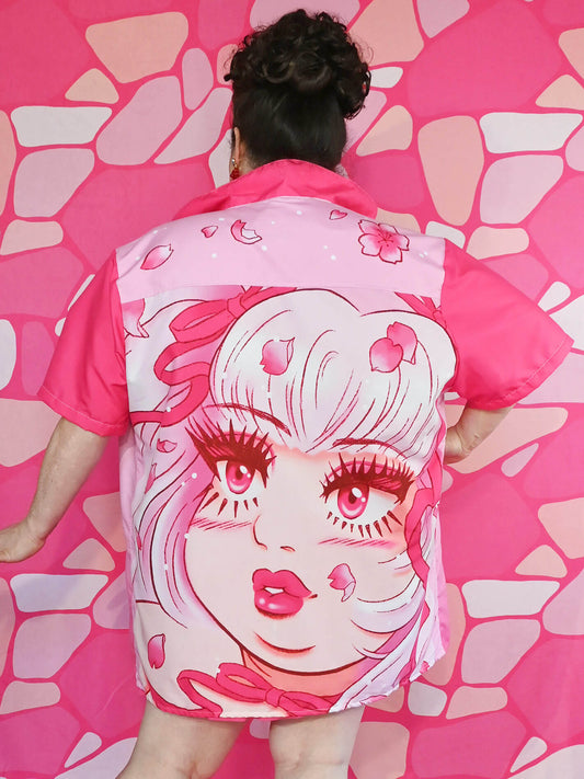 Pink kawaii plus size anime shirt.