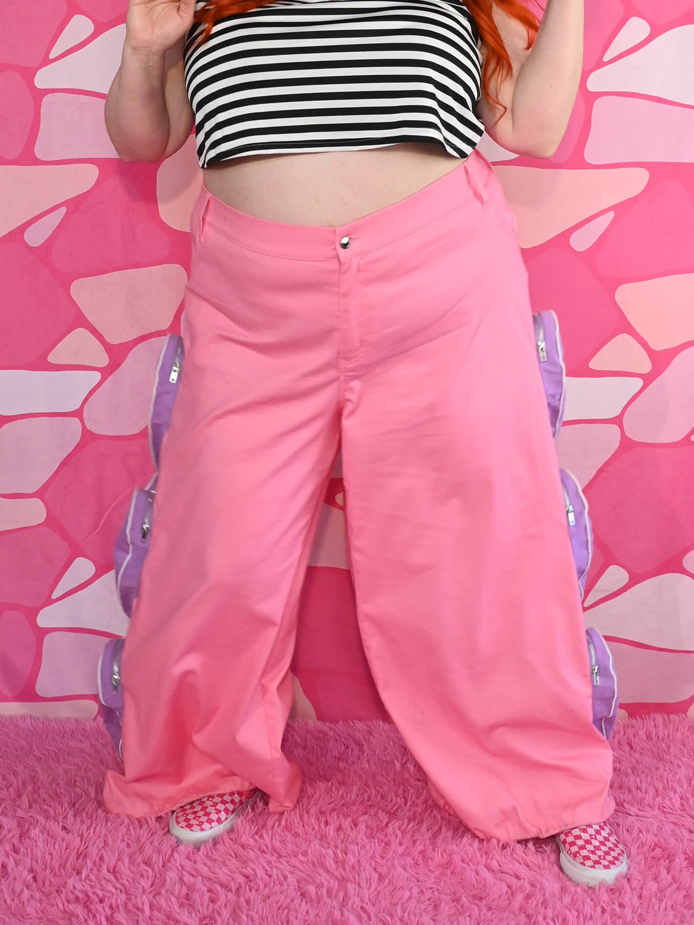 Pink plus size cargo pants.