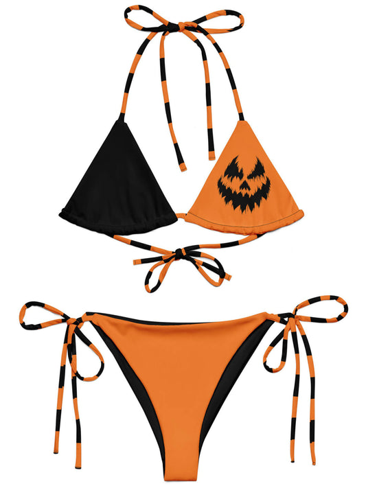 Plus size Halloween Jack O Lantern bikini.