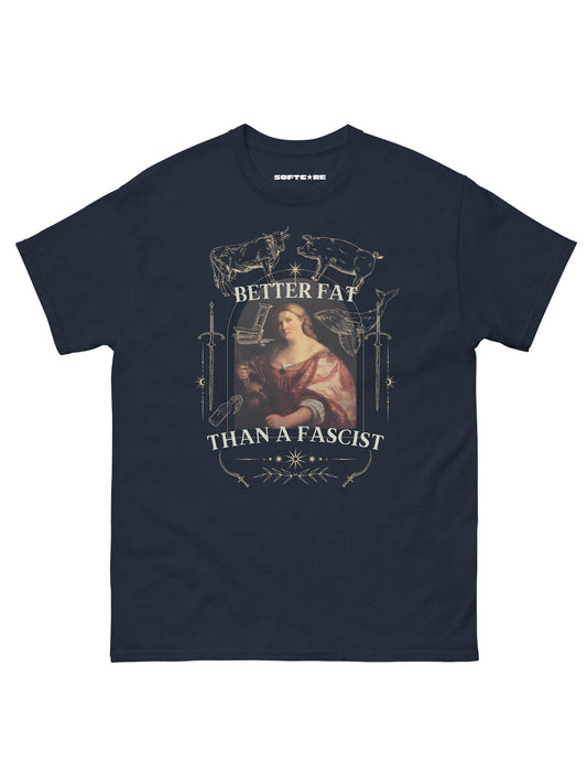 Plus size anti fascist leftist graphic tee.
