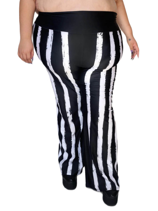 Plus size Beetlejuice goth flare pants.