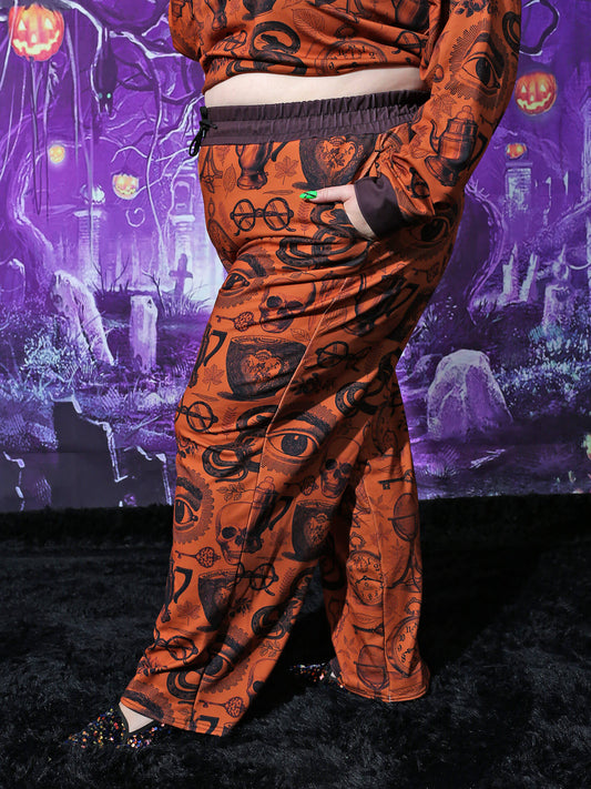 Plus size brown dark academia joggers.