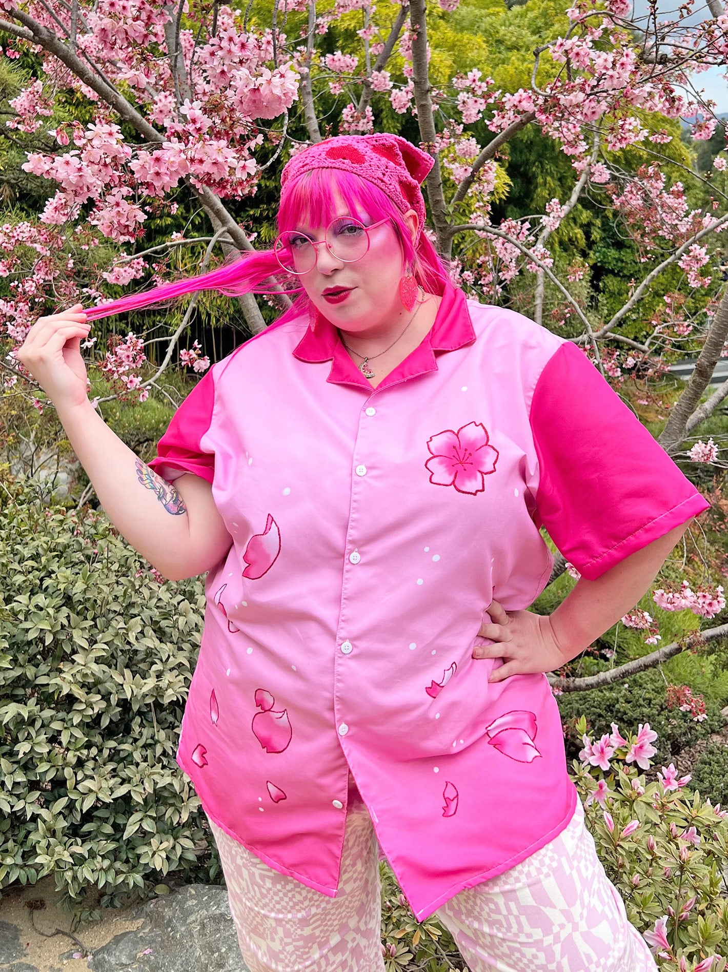 Plus size cherry blossom button up.