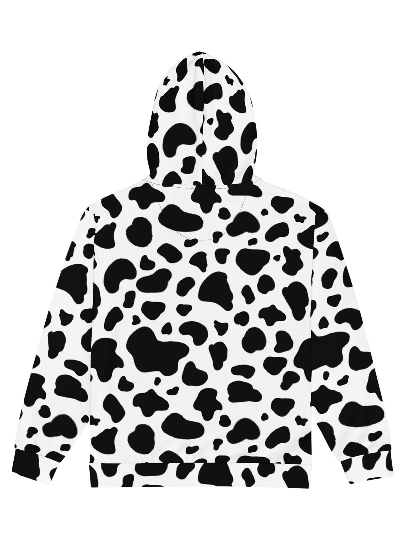 Plus size cow print hoodie.