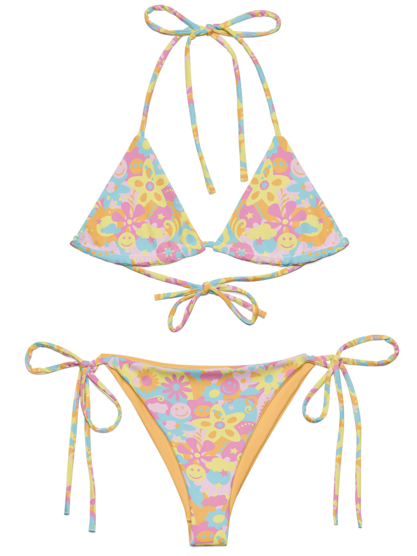 Plus size flower pastel bikini.