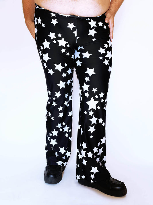 Plus size glam star print flare leggings.