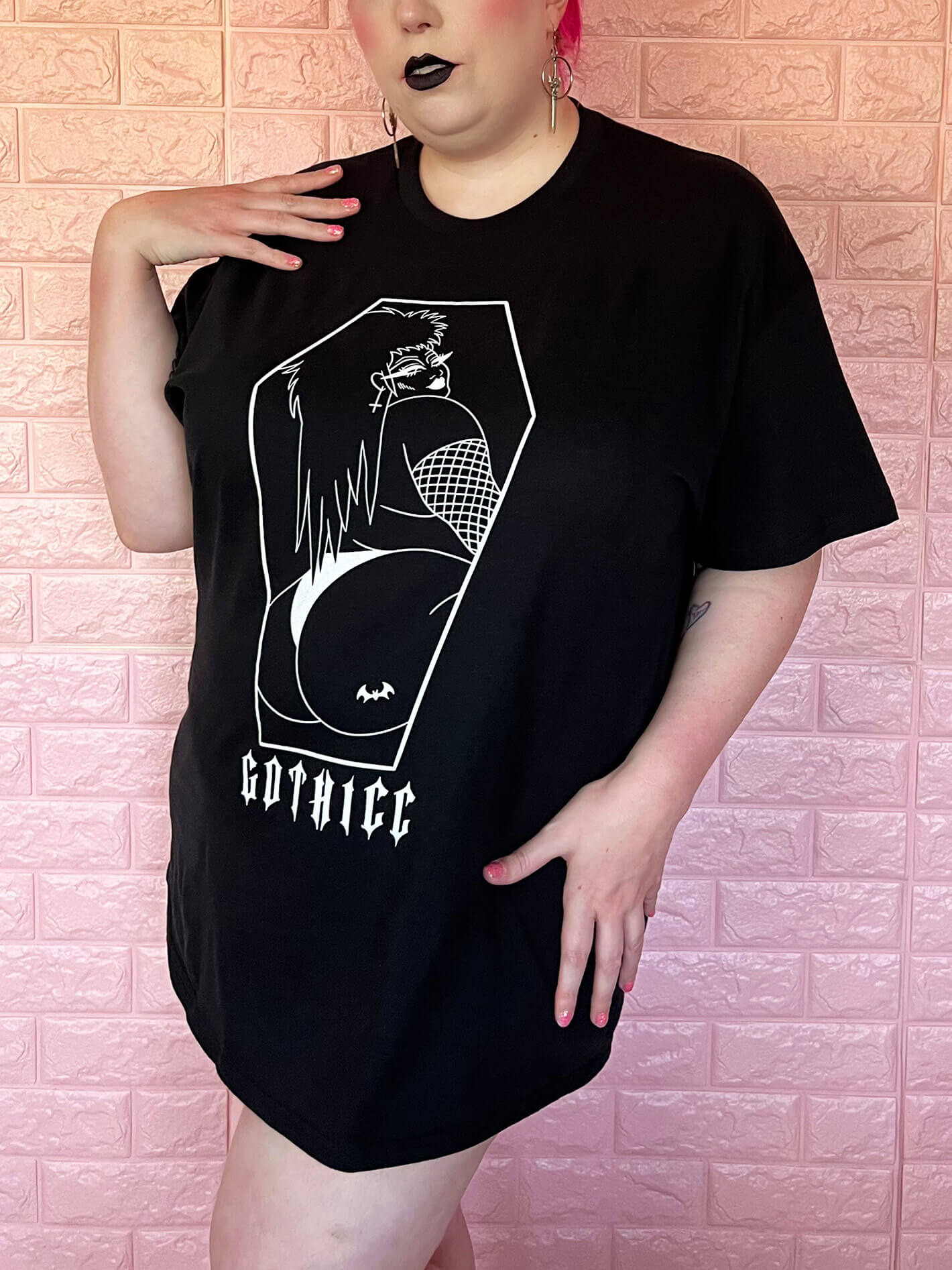 Plus size goth graphic tee.